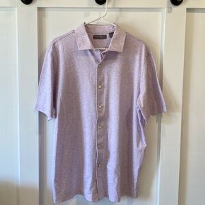 DANIEL CREMIEUX lavender button down short sleeve shirt